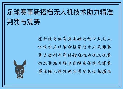 足球赛事新搭档无人机技术助力精准判罚与观赛